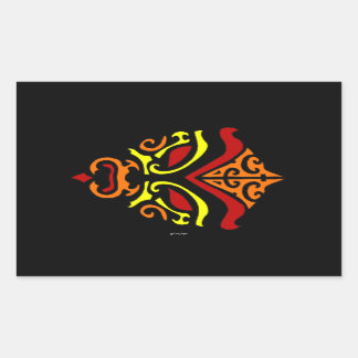 Japanese Kabuki Mask Tribal Orange Makeup Rectangular Sticker
