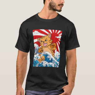 Japanese Kaiju Cat Anime Manga Otaku Waves Ocean B T-Shirt