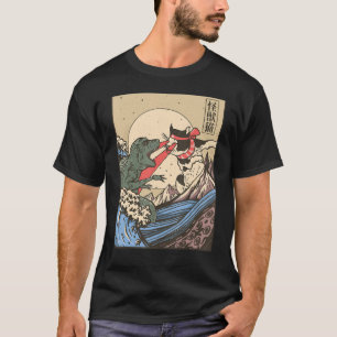 Japanese Kaiju Fighting Style Cat Vs Monster From  T-Shirt