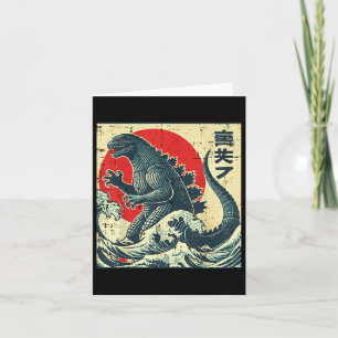 Japanese Kaiju Monster Waves Retro Ukiyo Art Women Card