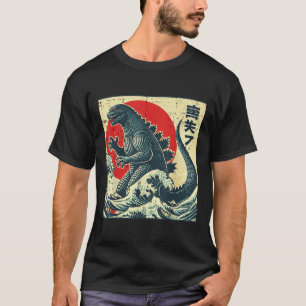 Japanese Kaiju Monster Waves Retro Ukiyo Art Women T-Shirt
