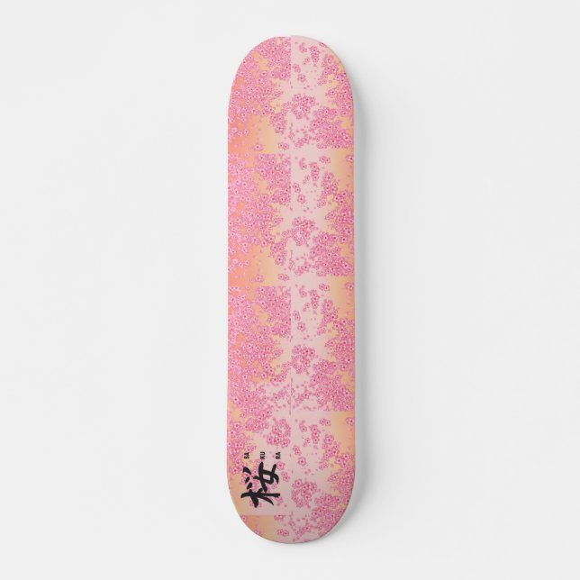 Japanese Kanji Calligraphy Sakura  Skateboard (Front)