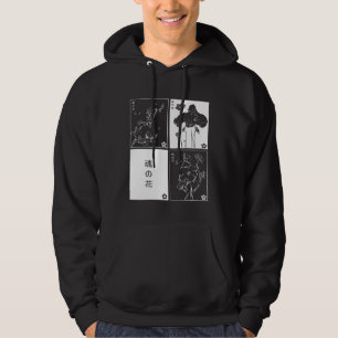Japanese Kanji Cards Aesthetic Minimal white Black Hoodie