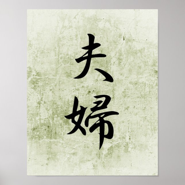 Japanese Kanji for Husband and Wife - Fuufu Poster (Front)