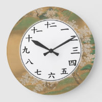 Japanese Kanji Numbers Clock Sakura Flower Blossom