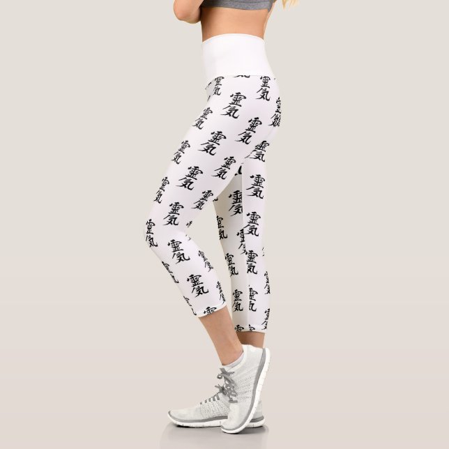 Japanese Kanji Reiki Symbol Pattern Capri Leggings (Left)
