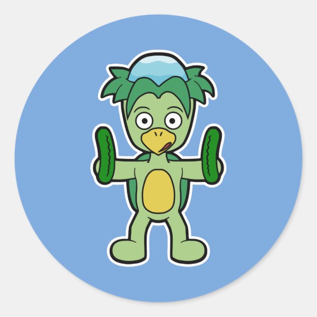 Japanese Kappa Yokai (with cucumbers!) Classic Round Sticker (Front)