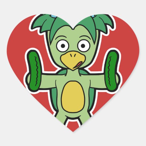 Image of Japanese Kappa Yokai (with cucumbers!) Heart Sticker