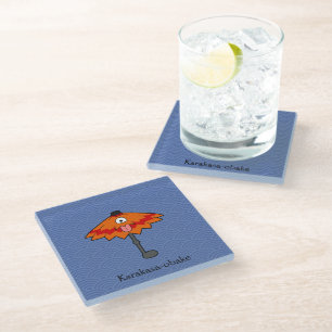 Japanese Karakasa Umbrella Ghost: Cartoon Yokai Glass Coaster