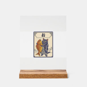 Japanese Karuta Cat Acrylic Sign