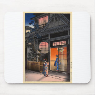 Japanese kasamatsu night village art mouse mat