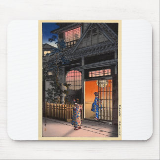 Japanese kasamatsu night village art mouse mat