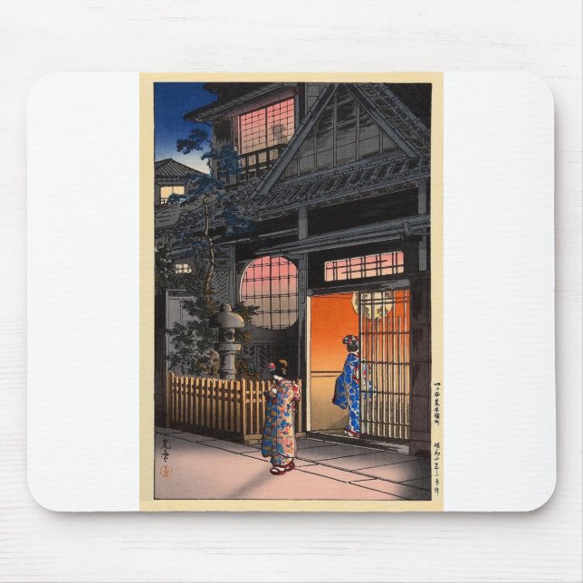 Japanese kasamatsu night village art mouse mat (Front)