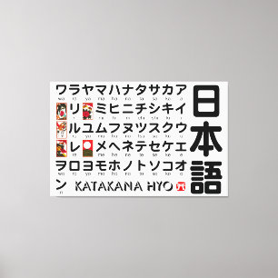 Japanese Katakana Table (Hanafuda) Canvas Print