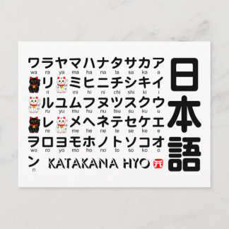 Japanese Katakana table (Lucky Cat) Postcard