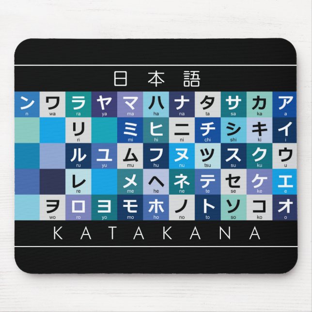 Japanese Katakana table Mouse Mat (Front)