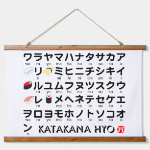 Japanese Katakana table (Sushi) Hanging Tapestry