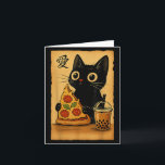Japanese Kawaii Anime Cat Pizza A Tea Cat Eating P Card<br><div class="desc">Japanese Kawaii Anime Cat Pizza A Tea Cat Eating Pizza</div>