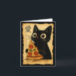 Japanese Kawaii Anime Cat Pizza Aesthetic Cat Eati Card<br><div class="desc">Japanese Kawaii Anime Cat Pizza Aesthetic Cat Eating Pizza</div>