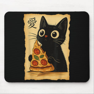 Japanese Kawaii Anime Cat Pizza Aesthetic Cat Eati Mouse Mat