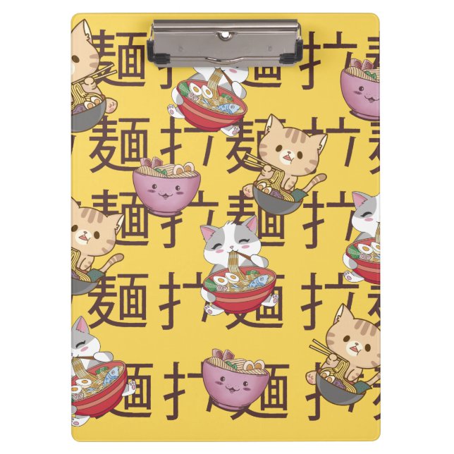 Japanese Kawaii Anime Cat Ramen Noodles Clipboard (Front)