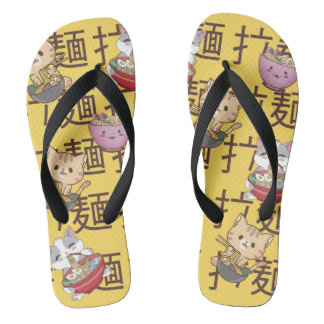 Japanese Kawaii Anime Cat Ramen Noodles Flip Flops