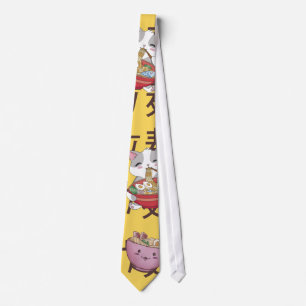 Japanese Kawaii Anime Cat Ramen Noodles Tie