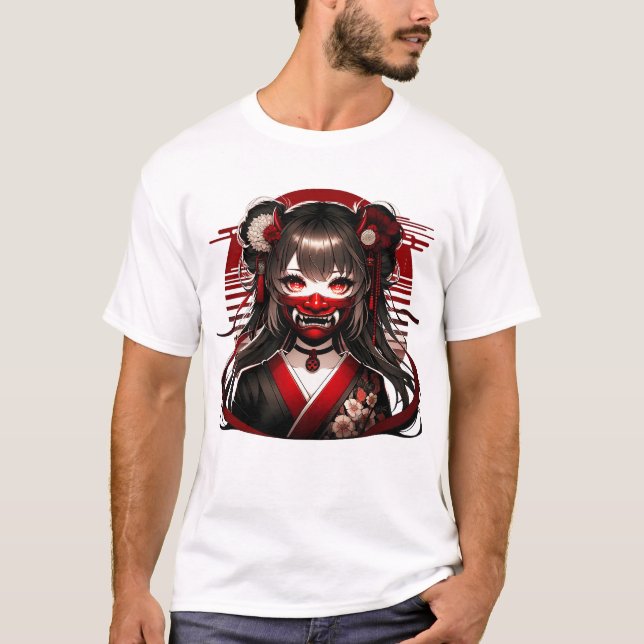 Japanese Kawaii Anime Girl Gothic Waifu Otaku Oni T-Shirt (Front)