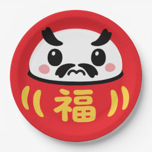 Japanese Kawaii daruma Paper Plate