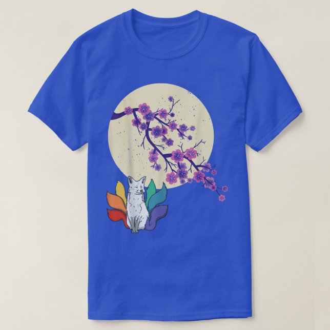 Japanese Kawaii Fox Cherry Blossom Sakura Flower F T-Shirt (Design Front)