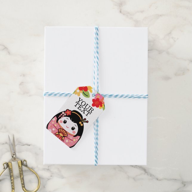 Japanese Kawaii kokeshi Gift Tags (With Twine)