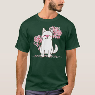 Japanese Kawaii Sakura  Cherry Blossom Kishu Dog  T-Shirt