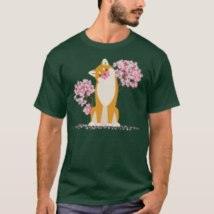 Japanese Kawaii Sakura Cherry Blossom Shiba Inu D T-Shirt