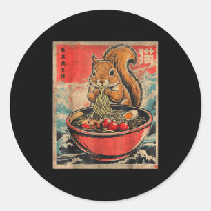Japanese Kawaii Squirrel Eating Ramen Anime Gifts Classic Round Sticker