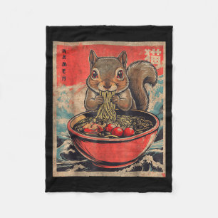 Japanese Kawaii Squirrel Eating Ramen Anime Gifts Fleece Blanket