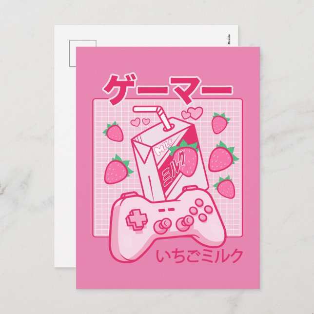 Japanese Kawaii Strawberry Milk Shirt Funny Milk Holiday Postcard (Front/Back)