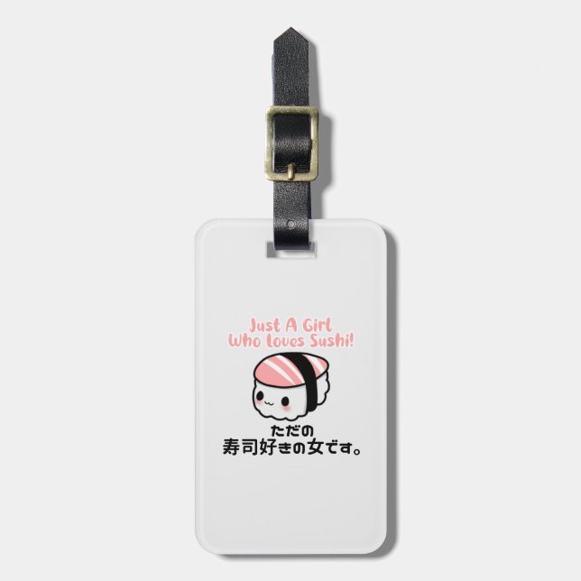 Japanese Kawaii Sushi Pink Travel Luggage Tag (Front Vertical)