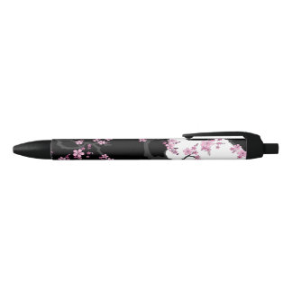 Japanese Kimono Black and White Pink Sakura Black Ink Pen