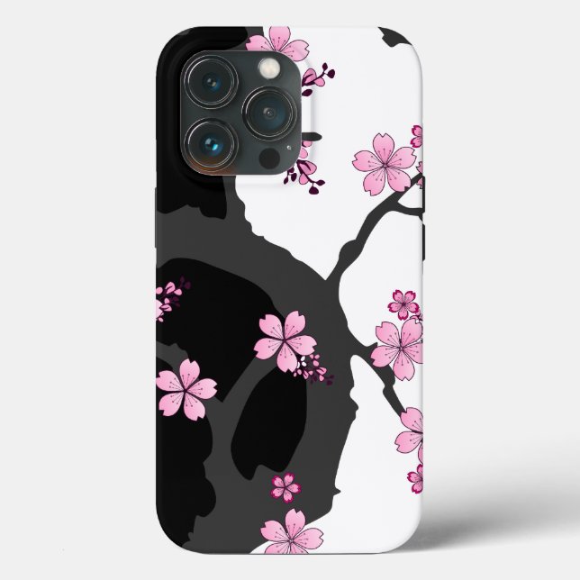 Japanese Kimono Black and White Pink Sakura Case-Mate iPhone Case (Back)