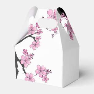 Japanese Kimono Black and White Pink Sakura Favour Box