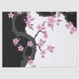 Japanese Kimono Black and White Pink Sakura Tissue Paper