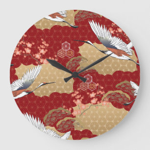 Japanese Kimono Cherry Blossoms Large Clock