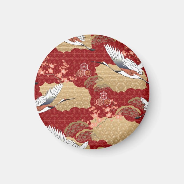 Japanese Kimono Cherry Blossoms Magnet (Front)