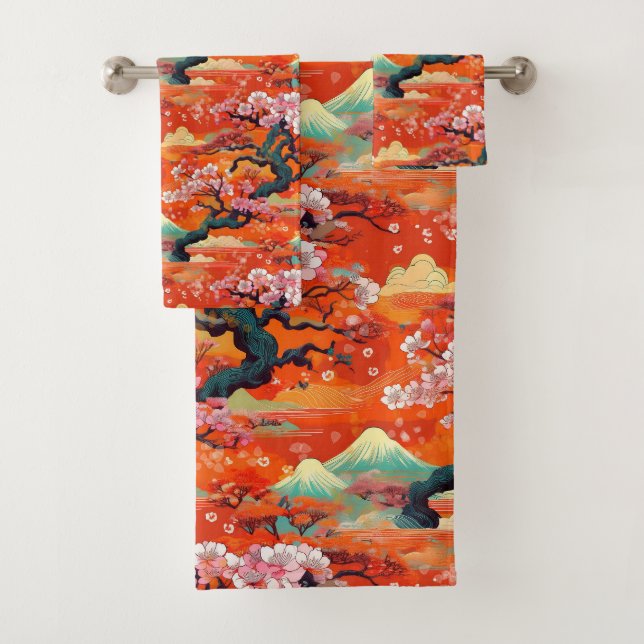 Japanese Kimono fabric inspired Bath Towel Set (Insitu)