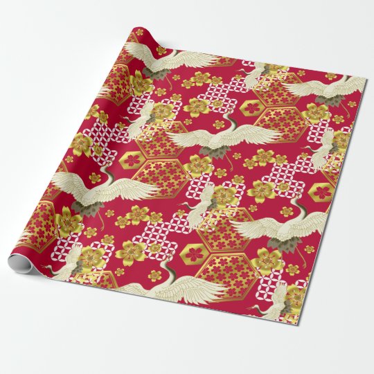 Japanese Kimono Fabric styled wrap Wrapping Paper Zazzle.co.uk
