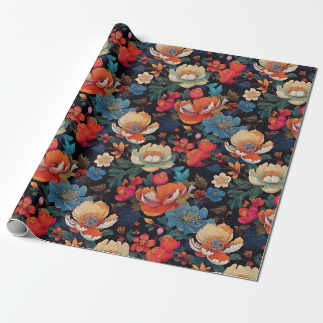 Japanese Kimono Fabric styled wrap Wrapping Paper (Unrolled)