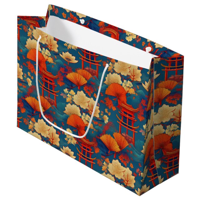 Japanese Kimono pattern Gift bag (Front Angled)