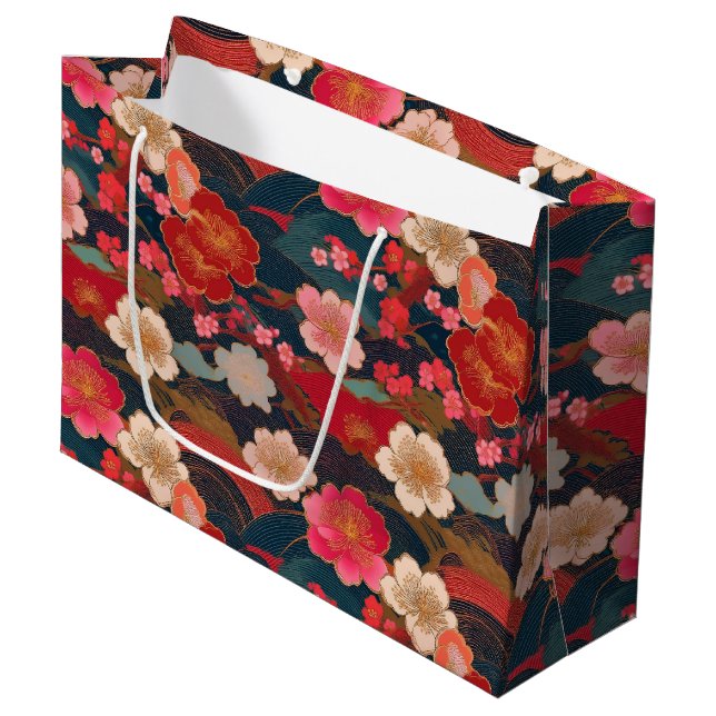 Japanese Kimono pattern Gift bag (Front Angled)