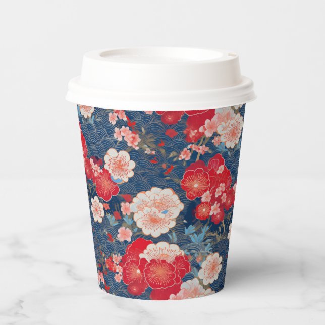 Japanese Kimono pattern Paper Cups (Front)