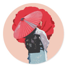 Japanese Kimono Red Tradition Digital Collage Art